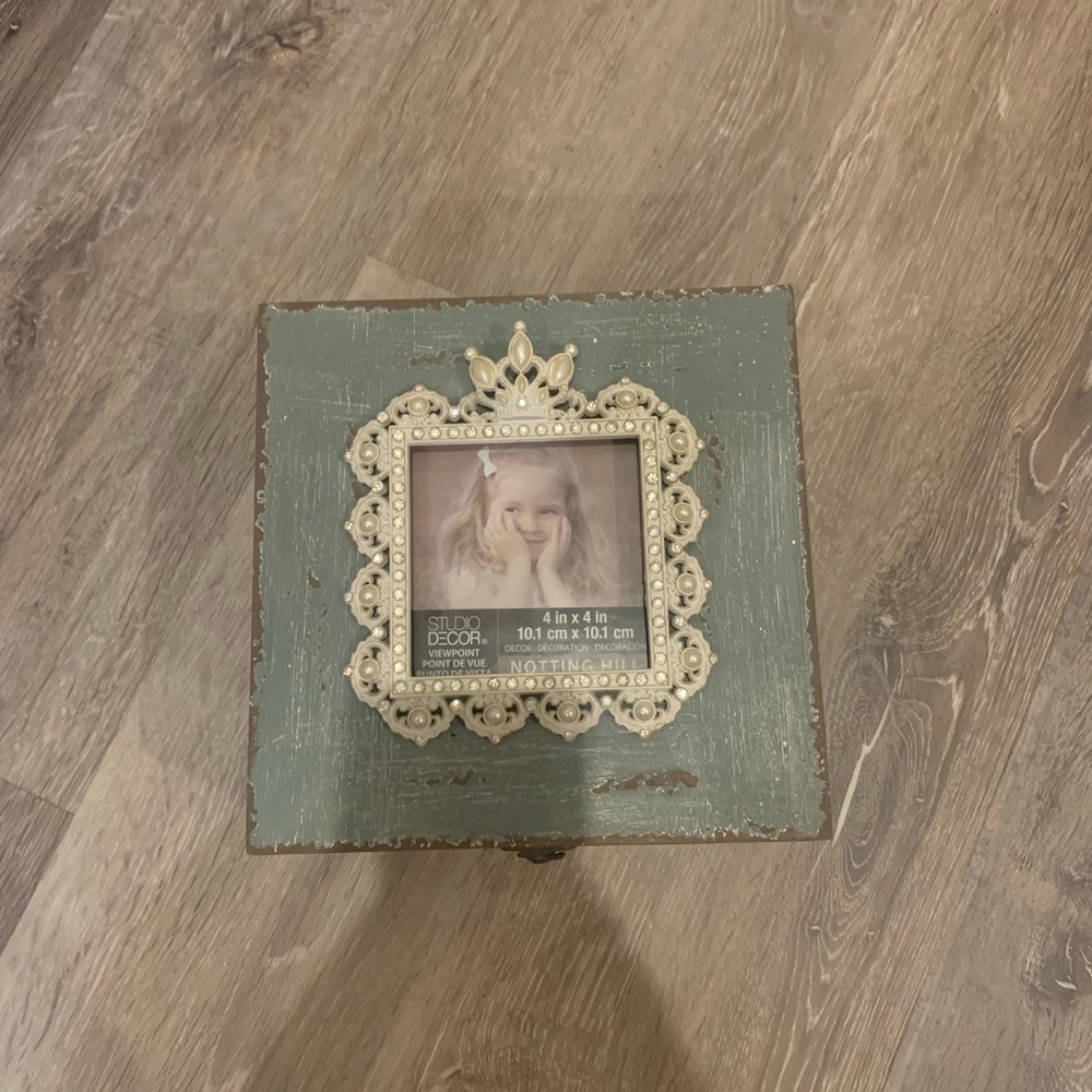 Distressed blue wood box